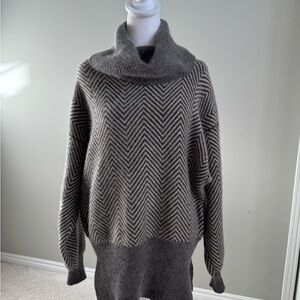 Pierre Cardin Vintage Chevron Cowl Neck Sweater Lambswool Angora Blend